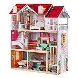 TOP BRIGHT - Casa de muñecas de madera con muebles y ascensor
