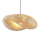 BarcelonaLED Lámpara Mimbre Colgante de Techo Hecha a mano con Bambú Ratán Madera Natural Estilo Decorativo Asiático Vintage Creativo para Salón de Té Comedor Bar Cocina Casquillo E27
