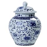 Wddwymll Jarrón de Porcelana Azul y Blanca 13×18.8cm,Jarrones Decorativos Modernos,Estilo de China Ming,Florero de Cerámica Jarrón
