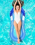 yumcute Hamaca Agua Cama de Agua Inflable Flotante Colchoneta de Playa Chaise Longue Flotante, con toldo, reposacabezas y Red (Azul)