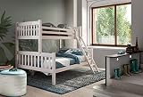 Venprodin Litera Infantil de Matrimonio, Litera Triple de Madera Maciza Color Blanco de 190x90/190x135