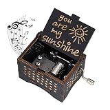 Heveer Caja de Música de Manivela de Madera Caja Musical Tallada a Mano del Tema Retro Mejor Regalo para Pareja Niños Amigos Negro
