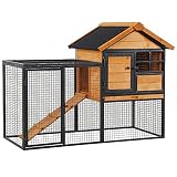 Pawhut Conejera de Exterior Jaula para Mascotas Pequeñas 2 Niveles con Rampa Bandeja Extraíble de Madera y Metal 122x63x92 cm para Conejos Cobayas Madera y Gris