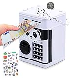 MOMMED Hucha Electrónica para Niños - Hucha Digital con Contraseña y Luz UV - Hucha Eléctrica Grande para Monedas y Billetes - Gran Máquina de Ahorro Automático Mini ATM