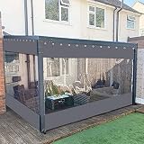 AMDHZ Cortinas Transparentes, Lona de Pérgola PVC de 0,5mm Impermeable con Ojales para Cerrar Pérgola Exterior, Terraza (Color : Clear Gray, Size : 2.1x2.2m)