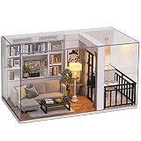 CUTEBEE Miniatura de la casa de muñecas con Muebles, Equipo de casa de muñecas de Madera DIY, más Resistente al Polvo y el Movimiento de música