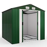 Deuba Cobertizo de jardín 8,4 m³ Verde 257x205x177,5cm Caseta de Herramientas 5m² con Puerta corrediza y Ventanas