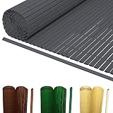 Randaco Valla de protección visual de PVC, gris, estándar con cubierta superior, resistente a la intemperie, revestimiento de balcón, valla de 100 x 1000 cm, para jardín, terraza, balcón