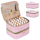 Luxja Organizador Esmaltes, 2 Capas Neceser esmaltes de uñas, Organizador Pintauñas caber 60 Botellas (15ml), Estuche Esmalte de Uñas de Gran Capacidad, Rosa (Diseño Patentado)