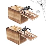 YISKY Araña Broma Caja, 2pcs Caja De Araña De Madera, Broma Araña Asustar Caja, Caja De Bromas De Araña De Halloween, Divertida Juguete De Broma Práctico para Niños Adultos Halloween Fiesta Regalos