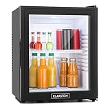 Klarstein Nevera Pequeña Silenciosa, Mini Neveras para Habitación, Bajo Consumo, Puerta de Cristal, Frigoríficos Pequeños Temperatura 12-15 °C, Neveras Pequeñas de 32 l, Minibar 1 Estante, Negro