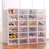 Sinbide 6 * / 12 * Cajas para Zapatos Plástico, Cajas de Zapatos para Hombres y Mujeres, Organizador de Zapatos, Impermeable, Ahorra Espacio, Casa, Hogar, 31cm*21cm*12cm (Blanco, 12)