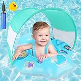 joylink Flotador Bebé, Anillo de Natación Inflable con Cubierta Solar y Protección de Cintura, Anillo Flotador Ajustable para Bebés 6-18 Meses Juguetes de Desarrollo de Natación