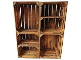 Antiguos cajones de fruta flameados en muchas variaciones. Ideales para la construcción de muebles o para almacenamiento. Acabado muy sólido y robusto (set de 4 - 2 x base transversal)