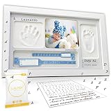 LALFOF marco huellas bebe 7in1 Regalos originales para bebes recien nacidos con nombre personalizados,datos de nacimiento y huella bebe pie y manos, para padres primerizos y para mamas embarazadas