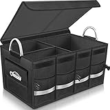 Oasser Organizador Maletero Coch Tamaño Grande Tapa Desmontable con Asa de Aluminio Diseño Plegable Impermeable y Antideslizante Negro E3
