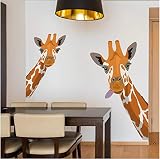 Pegatinas de pared de jirafa traviesa para decoración de habitaciones de niños, murales de vinilo ecológicos de PVC, decoración del hogar de jardín de infantes, murales artísticos