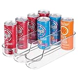 mDesign Organizador de Nevera y armarios de Cocina – Contenedores de plástico con 3 Compartimentos para latas, Botellas y Alimentos – Prácticas Cajas de almacenaje – Transparente