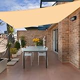 HENG FENG Toldo Vela de Sombra Impermeable Rectangular 3x4m Poliéster Protección Rayos UV Intemperie para Patio Exteriores Jardín Color Arena