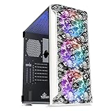 YEYIAN Caja para PC Gaming Hollow 2500 (ITX, Micro ATX, ATX,EATX, Cristal Templado, Malla, Incluye 3 Ventiladores ARGB, 3 Puertos USB 3.0) YGH-49704 (Blanco)