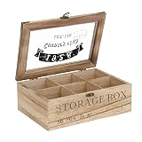 ToCi – Caja para té de madera en estilo rústico con 6 o 9 compartimentos Modell 1