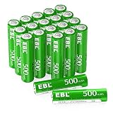 EBL 20 x Pilas AAA Recargables 1,2V 500mAh Precargadas, 1200 Ciclos con Baja Autodescarga