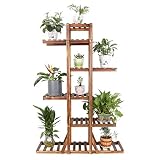 unho Soporte Macetas de Madera, Estantería para Macetas con 6 Niveles Soporte para Plantas Estantería Decorativa para Salón Jardín Balcón Interior Exterior 131×90×25cm