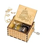 Heveer Caja de Música de Manivela de Madera Caja Musical Tallada a Mano del Tema Retro Mejor Regalo para Pareja Niños Amigos, Happy Birthday