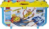 Hot Wheels Caja de pistas con lanzador Set de juego para construir pistas de juguete, con 30 piezas, incluye 1 vehículo die-cast (Mattel GVG11)