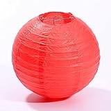HUSL Farol Japones,Farolillos de papel,20cm,25cm,30cm,40cm De Papel, Pantalla Papel Redondo,Para Bodas,Cumpleaños,Decoraciones Para Jardín,Salon,Patio,Color Liso (ROJO_20CM_24PCS)