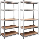 Deuba Set 2x Estanterías Metálicas 180x90x40cm 875kg Estantería para Cargas Pesadas 5 Estantes Taller