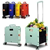 Carro Plegable para Botas, supermercado, Carrito de Compras, Caja de Almacenamiento Plegable con Ruedas, camión portátil, Rueda giratoria de 360 °, Resistente al Desgaste y silencioso 45 kg