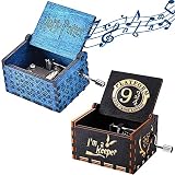 NAMIS 2 Piezas Caja De MúSica De Madera Caja de Musica Harry Potter Caja Musical Tallada a Mano del Tema Retro Caja de Música de Manivela Hand-Wooden Music Box Regalo de Cumpleaños Aniversario