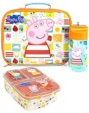 Peppa Pig Juego caja almuerzo (bolsa alimentos, botella, contenedor comida) Un tamaño