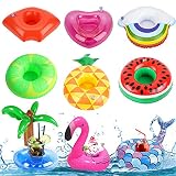 Soporte Inflable, Soporte Hinchable para Bebidas, 9 pcs Posavasos Hinchables, Titular de Bebida Inflable, Inflable Bebidas Copa, Flotador Inflable Posavasos para la Piscina y Juguetes de Baño(Type B)