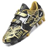 Unitysow Botas de Fútbol Niños Aire Libre Deporte Cesped Artificial Zapatillas de Futbol Adolescentes Training Zapatos de Fútbo,305 Gold Negro,35 EU
