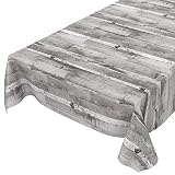 ANRO Mantel de hule lavable, de madera, color gris, 100 x 140 cm