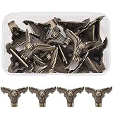 SUPERFINDINGS 16 Juego de Patas de Caja Vintage 31x41.5x30mm Protectores de Esquina de Caja de Hierro de Bronce Antiguo con Tornillos para Decoración de Caja de Joyería de Muebles, Agujero: 2.2 mm