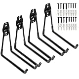 Servicio de almacenamiento en el garaje de servicio pesado Ganchos dobles, organizador de portaherramientas de montaje en pared para bicicletas, silla (4 negros de 7.5 'gancho en U grande)