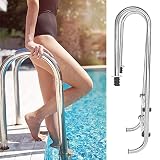 Emoshayoga Escalera de Piscina de Dos Pasos Escalera de Piscina de Acero Inoxidable Suministros de Piscina con patrón de escalones para Piscinas Grandes privadas