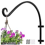 1 Pieza Soporte para Plantas Colgantes Tarea Pesada Soporte Maceta Colgante Hierro Forjado Soporte Pared Flores Metal Gancho para Farolillo Jardin Valla Macetas Gancho Comedero para Pájaros - Negro
