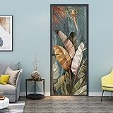 Vinilos Para Puertas Impresión Botánica De La Vendimia Vinilo Para Puertas Autoadhesivo Vinilo Puerta Impermeable 3D Para Puertas Papel Pintado Pared Murales Para Cocina Sala de Baño (88x200cm)