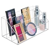 mDesign Organizador de Maquillaje – Caja Transparente con 5 Compartimentos - Ideal para Guardar Maquillaje y cosméticos, como Organizador de labiales, etc. – Plástico Transparente