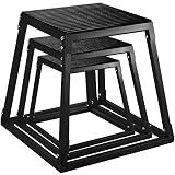 VEVOR Plyometric Box Pliométrico Caja Pliométrico Plataforma Caja de Salto Caja Pliometrica Salto Cajón Pliometrico Set de 3 Piezas 12 ''/18 ''/24 '' Negro