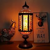 NWUTNQVQ Lámpara Mosaico Turco, Hecho A Mano Lamparas Marroqui, Lampara Mesa Retro, Lamparas Mesillas, Lámparas Noche, Decoración de Fiesta-E