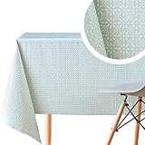 Patrón de Retro Flores Mantel PVC en Color Menta Huevo de Pato Mantel Hule 200 x 140 - Fácil de Limpiar Mantel Hule Mesa Rectangular para Comedor Cocina - Plástico Hules Para Mesas Rectángular