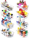 KICHLY Organizadores para la despensa - Juego de 8 (4 grandes, 4 pequeños) - Compartimentos de almacenamiento para la cocina, despensa, armarios, encimeras y refrigerador - sin BPA (Transparente)