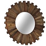 ROMELAREU Espejo de Pared Madera Maciza de traviesas del Tren 50 cmCasa y jardín Decoración Espejos