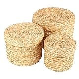 3 PCS/Set Hecho a Mano Paja Cesta de Almacenamiento de Tejido con Tapa Organizador Caja de Almacenamiento Cestas de lavandería Canasta de ratán Cesta de Flores Canasta Pan