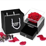 Rosa Eterna, Regalo San Valentin Mujer,Preservadas Flores con Caja de Joyería Romántico Rosa Roja Caja de Almacenamiento Aniversario Regalo para Esposa Madres Boda Cumpleaños Navidad